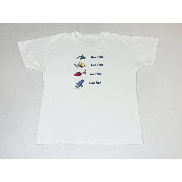 Vintage 1995 Dr Suess T-Shirt One Fish 2 Fish Book - Picture 2 of 10